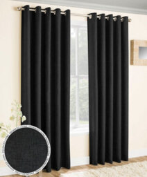 Enhanced Living Vogue Black 90 X 54 Inch (229X137Cm) Eyelet Thermal Noise Reducing Dim Out Curtains (Pair) - thumbnail 1