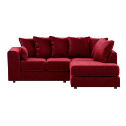Furnishings For Less UK Brooklyn Plush Velvet 3 To 4 Seater L Shaped Corner Sofa Foam Red Right Hand Facing - thumbnail 2