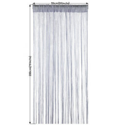 Neel Blue String Curtains Glitter Fringe Panel Fly Screen Doorway Tassel Curatin, 200Cm X 90Cm - Silver - thumbnail 6