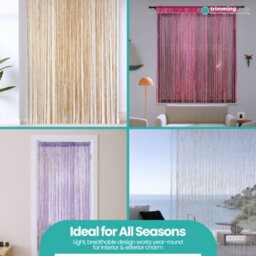 Neel Blue String Curtains Glitter Fringe Panel Fly Screen Doorway Tassel Curatin, 200Cm X 90Cm - Silver - thumbnail 9