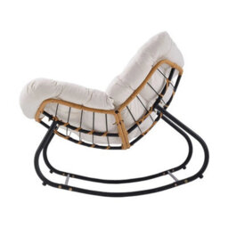 Beige Seat Cushion Small Size Chair Rocking Chair Reclining Chair Bird Nest Rattan Balcony Home Leisure Lazy Sofa - thumbnail 3