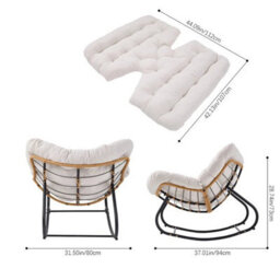 Beige Seat Cushion Small Size Chair Rocking Chair Reclining Chair Bird Nest Rattan Balcony Home Leisure Lazy Sofa - thumbnail 2