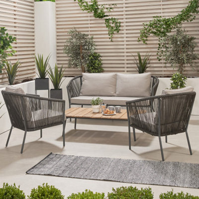 Pacific Lifestyle 4 Seater Dark Grey Rattan Lounge Set Outdoor Furniture - image 1
