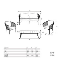 Pacific Lifestyle 4 Seater Dark Grey Rattan Lounge Set Outdoor Furniture - thumbnail 8