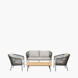 Pacific Lifestyle 4 Seater Dark Grey Rattan Lounge Set Outdoor Furniture - thumbnail 2