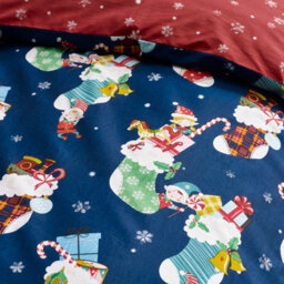 Catherine Lansfield Christmas Elves Cotton Rich Single Duvet Cover Set With Pillowcase Navy Blue - thumbnail 4