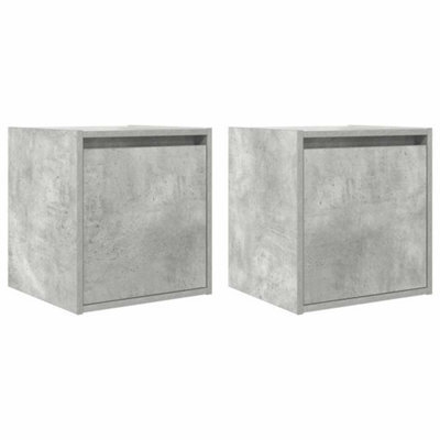 Berkfield Durable Wall-Mounted Bedside Cabinets 2 Pcs Concrete Grey 38X34X40 Cm