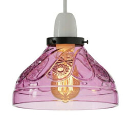 Modern Purple Glass Lamp Shade 24.5Cm Easy Fit Replacement Ceiling Pendant Light Shade, Floral Vintage Glass Hanging Lamps - thumbnail 1