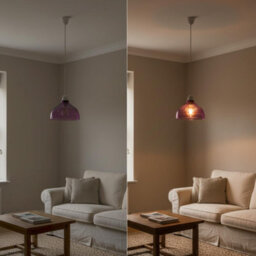 Modern Purple Glass Lamp Shade 24.5Cm Easy Fit Replacement Ceiling Pendant Light Shade, Floral Vintage Glass Hanging Lamps - thumbnail 5