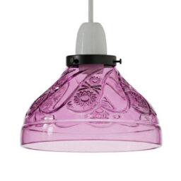 Modern Purple Glass Lamp Shade 24.5Cm Easy Fit Replacement Ceiling Pendant Light Shade, Floral Vintage Glass Hanging Lamps - thumbnail 9