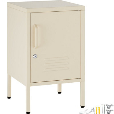 Tectake Metal Bedside Table Baker - Cream - image 1