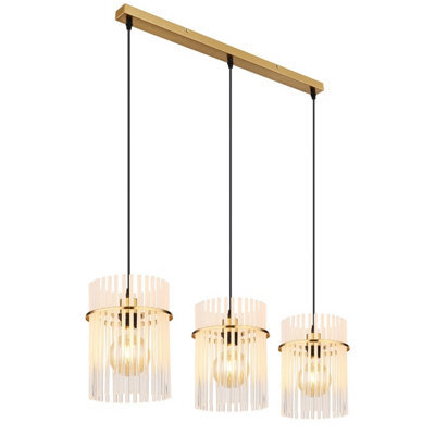 Luminosa Lighting Luminosa Gorley Bar Pendant Ceiling Light Gold Colours Matt Opal Glass Shade 3X E27 - image 1