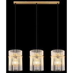Luminosa Lighting Luminosa Gorley Bar Pendant Ceiling Light Gold Colours Matt Opal Glass Shade 3X E27 - thumbnail 5