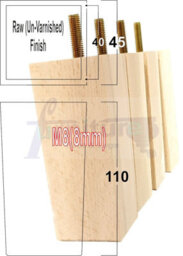 L&F 4X Replacement Furniture Legs Solid Wood 110mm High Sofas Chairs Settee Cabinets Legs M8 Tsp2055 Raw - thumbnail 1