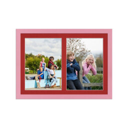 AK Frames 20X14 Pastel Pink Modern Multi Photo Frame With Crimson Mount - Holds 2 Apertures (2X) A4 Photos