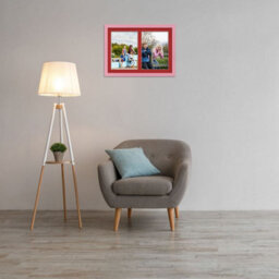 AK Frames 20X14 Pastel Pink Modern Multi Photo Frame With Crimson Mount - Holds 2 Apertures (2X) A4 Photos - thumbnail 3