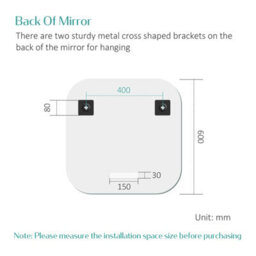 Emke Square Wall Mounted Mirror 60Cm Decorative Wall-Mounted Hanging Bathroom Bedroom Living Room Vanity Mirror - thumbnail 5