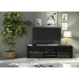Creative Furniture Loom Tv Unit 130Cm - Black With Gloss Doors - thumbnail 2