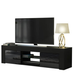Creative Furniture Loom Tv Unit 130Cm - Black With Gloss Doors - thumbnail 8