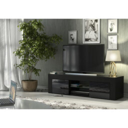 Creative Furniture Loom Tv Unit 130Cm - Black With Gloss Doors - thumbnail 6