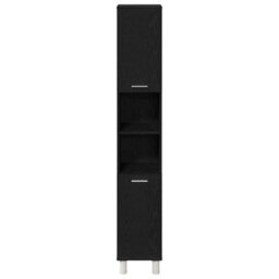 Berkfield Black Oak Bathroom Cabinet - 30X30X179 Cm, Made Of Engineered Wood - thumbnail 7