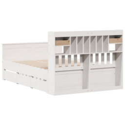 Berkfield Bookcase Bed Without Mattress White 150X200 Cm King Solid Wood Pine - thumbnail 6