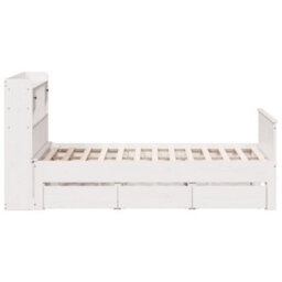 Berkfield Bookcase Bed Without Mattress White 150X200 Cm King Solid Wood Pine - thumbnail 5