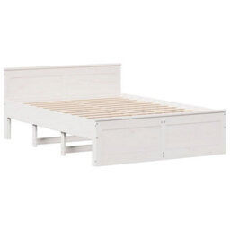 Berkfield Bookcase Bed Without Mattress White 150X200 Cm King Solid Wood Pine - thumbnail 9