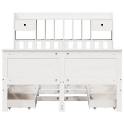 Berkfield Bookcase Bed Without Mattress White 150X200 Cm King Solid Wood Pine - thumbnail 4