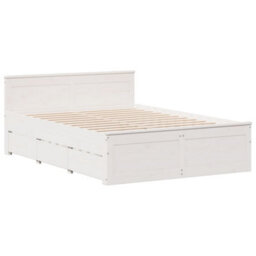 Berkfield Bookcase Bed Without Mattress White 150X200 Cm King Solid Wood Pine - thumbnail 8