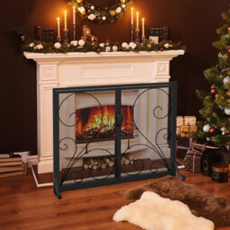 Costway Double Door Fireplace Screen 96 X 78Cm Flat Fire Guard Fence - thumbnail 5
