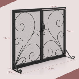Costway Double Door Fireplace Screen 96 X 78Cm Flat Fire Guard Fence - thumbnail 3