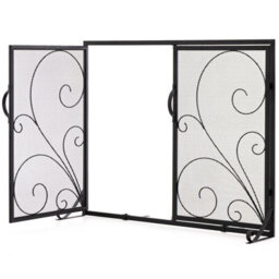 Costway Double Door Fireplace Screen 96 X 78Cm Flat Fire Guard Fence - thumbnail 2