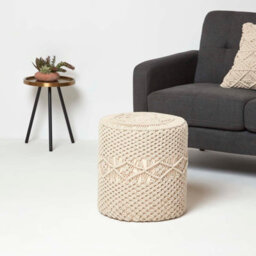 Homescapes Astrid Natural Macrame Pouffe, 42 Cm Tall - thumbnail 2