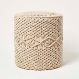 Homescapes Astrid Natural Macrame Pouffe, 42 Cm Tall - thumbnail 1