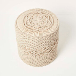 Homescapes Astrid Natural Macrame Pouffe, 42 Cm Tall - thumbnail 5