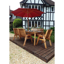 Marlborough Traditional 8 Seater Table Set - 2 X Chair Cushion, 2 X Winchester Cushion, 1 X Burgundy Parasol & Base & 1 X Cushion Storage Bag - thumbnail 1