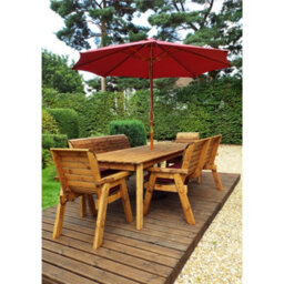 Marlborough Traditional 8 Seater Table Set - 2 X Chair Cushion, 2 X Winchester Cushion, 1 X Burgundy Parasol & Base & 1 X Cushion Storage Bag - thumbnail 2