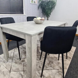 Kosy Koala Dining Table With 4 Black Velvet Chairs Stone Grey Effect Wood Table Set For Dining Room - thumbnail 9