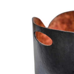 Ivyline Black Faux Leather Log Bucket H30Cm W40Cm - thumbnail 3