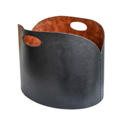 Ivyline Black Faux Leather Log Bucket H30Cm W40Cm - thumbnail 2