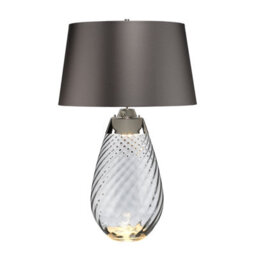 Luminosa Lighting Elstead Lena 2 Light Large Smoke Table Lamp, Smoke-Tinted Glass , Slate Shade, E27