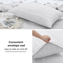 Bedlooms White Stripe Duvet Cover Complete Bedding Set, Breathable & Anti-Allergic Microfiber, Double 200X200Cm - thumbnail 3