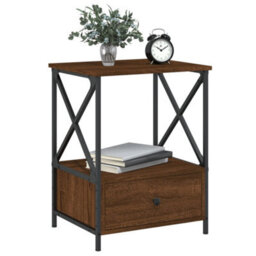 Berkfield Industrial Bedside Table Brown Oak 50X41X65 Cm Engineered Wood - thumbnail 3
