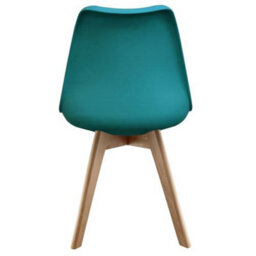 Fusion Living Soho Teal Plastic Dining Chair With Squared Light Wood Legs - thumbnail 3