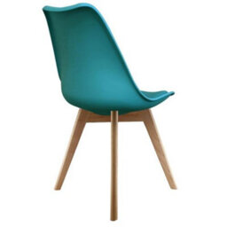 Fusion Living Soho Teal Plastic Dining Chair With Squared Light Wood Legs - thumbnail 4