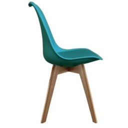 Fusion Living Soho Teal Plastic Dining Chair With Squared Light Wood Legs - thumbnail 5