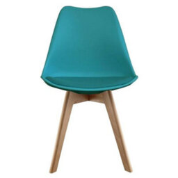 Fusion Living Soho Teal Plastic Dining Chair With Squared Light Wood Legs - thumbnail 6