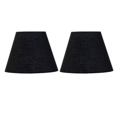 First Choice Lighting Set Of 2 Black Cotton 20Cm Diameter Tapered Fabric Lamp Shades - image 1
