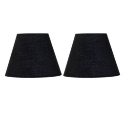 First Choice Lighting Set Of 2 Black Cotton 20Cm Diameter Tapered Fabric Lamp Shades
